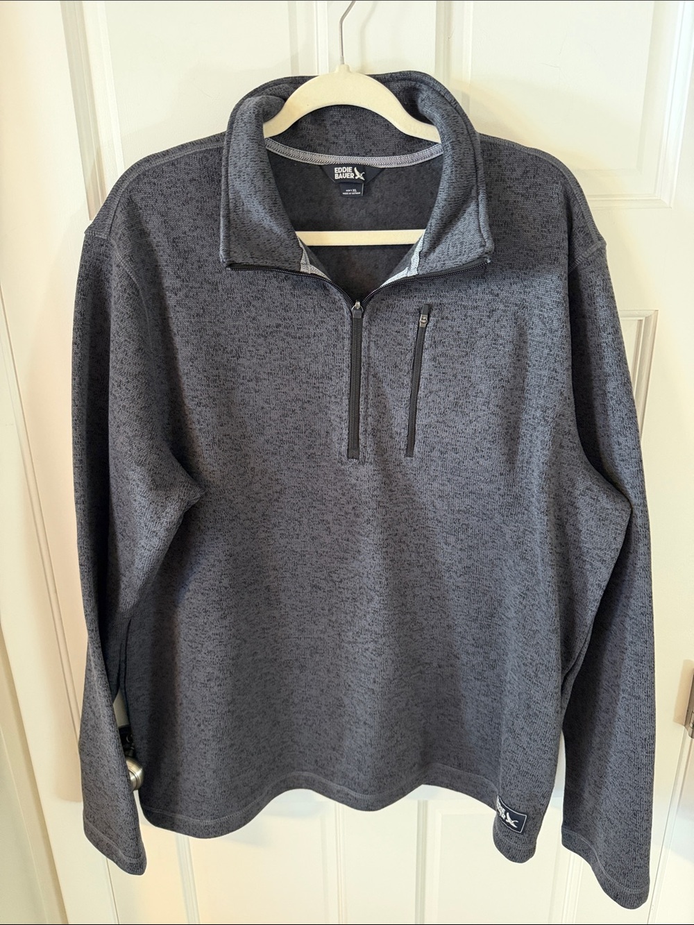 Eddie Bauer Men's Quarter-Zip Heather Grey
Sweater Fleece Pullover Gorpcore XL